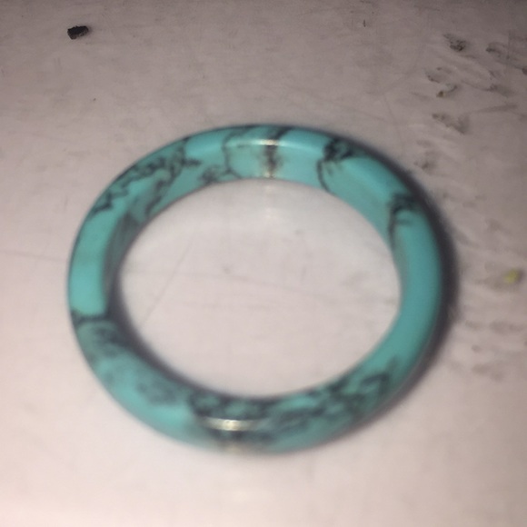 Turquoise  & Navy blue streak size 8 ring - Picture 4 of 5